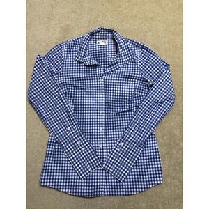 Thomas Mason for J Crew Button Down Shirt Slim Gingham Check Blue Mens Small S